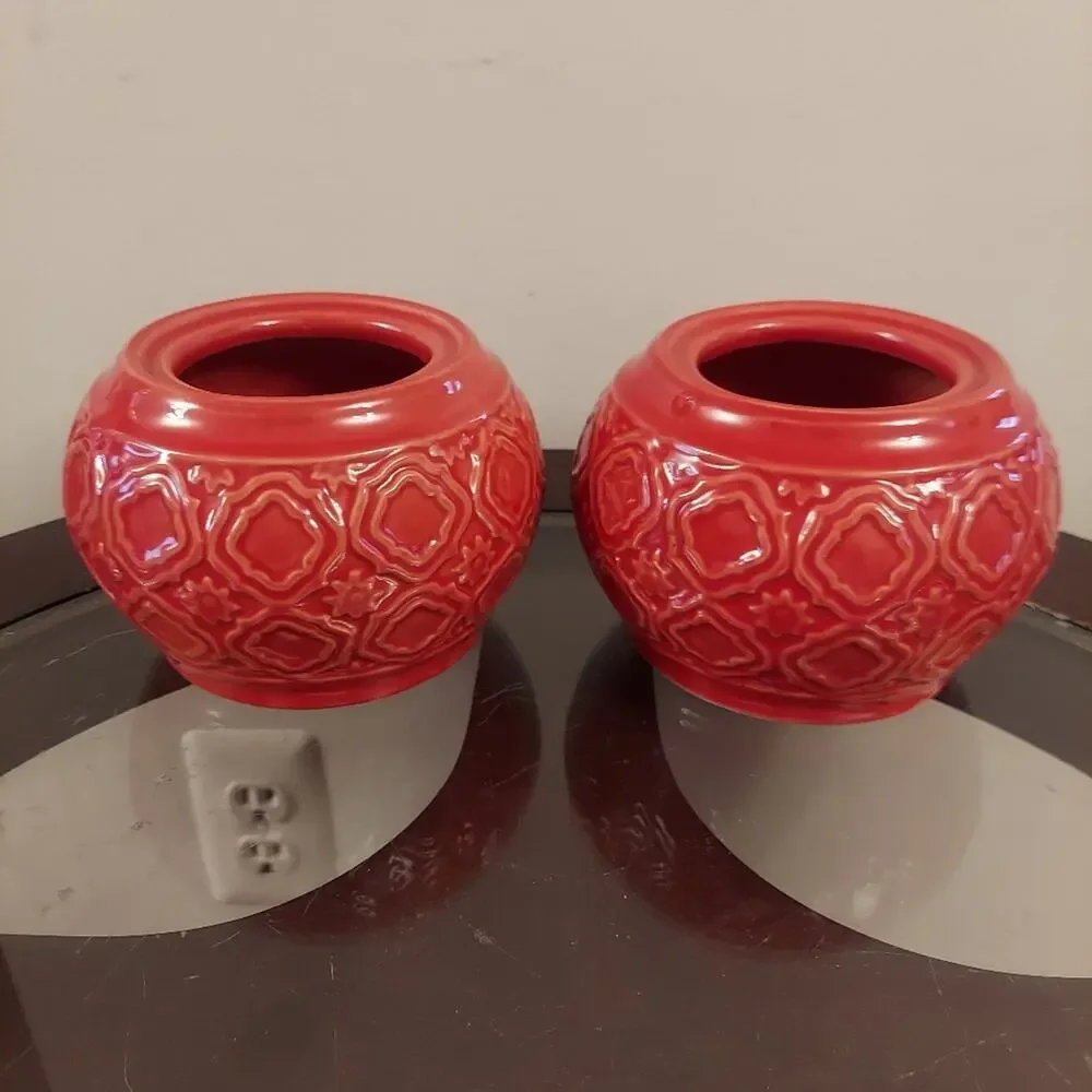 Mid Century Red Ceramic Geometric 4